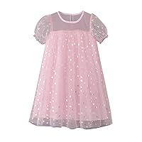 Toddler Girls Fly Sleeve Star Moon Paillette Dress Dance Party Ruffles Dresses Overall Dresses for Girls