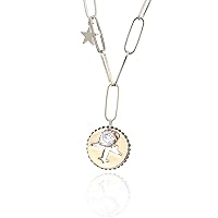 PengJin-Circular airplane hollow pendant silver necklace, sweater Y-shaped pin chain with zircon