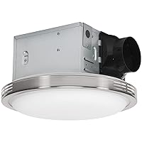 Homewerks 7105-07 Bathroom Fan with LED Light Ceiling Mount Exhaust Ventilation Silent 2.5 Sones 100 CFM, Decorative Brushed Nickel Trim