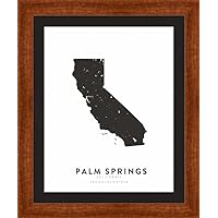Palm Springs || California Modern Framed Wall Art, 11x14 Wood, Decorative Map Art for Wall | Ready to Hang Wall Decor | (FRAME + PRINT)