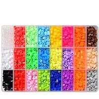 Adabus 5MM 3800PCs Pixel Puzzle Iron Beads for Kids Perler Hama Beads DIY Handmade Gift Toy Fuse Beads - (Color: 24 Colors, Item Diameter: 5mm)