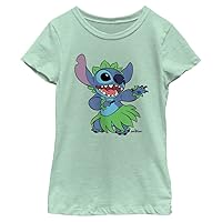 Disney Lilo & Stitch Big Hula Girls Short Sleeve Tee Shirt, Mint