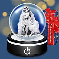 Fanery sue Custom 3D Photo Crystal Ball, 3D Laser Engraved Crystal, Make Your Own Personalized Etched Gift, Memorial Customized Gift for Birthday Anniversary(Ball, with LED light base)