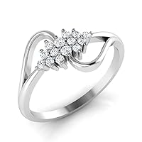 Women's 14K White Yellow Gold 0.15 Carat Real Diamond Engagement Ring (0.25 Carat, Hi Color, Si1I1 Clarity)