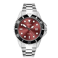 Sekonda Mens Sports Analogue Quartz Watch with Red Dial and Silver Bracelet 1923