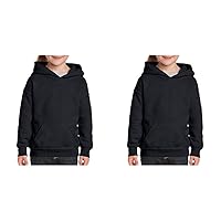 Gildan Kids' Little Hooded Youth Sweatshirt, Black, Medium Kids' Big Hooded Youth Sweatshirt, Black, Large