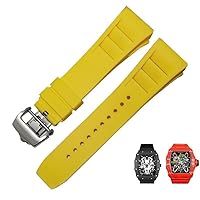 Rubber Silicone Watch Strap for Richard Mille RM011 Series Silicone Tape Accessories Men's Watch Strap 25-20mm (Color : Yellow, Size : 25mm Rose Gold)
