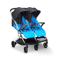 Kooper X2 Double Stroller, Lightweight Travel Stroller, Compact Fold with Tray, Glacier