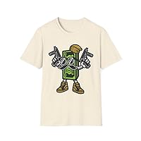 Cash Rules Snatchers Gangster Robbery Trendy Tee Dollar Gunshot Scary Unisex Heavy Cotton T-Shirt
