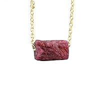 Guntaas Gems Beautiful Ruby Rough Stone Necklace Brass Gold Plated Statement Ruby Pendant Birthday Gift