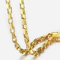 Men's Necklace Yellow Gold Filled Geometric Open Link Chain Male Jewelry Gifts 3mm (36inch 90cm)