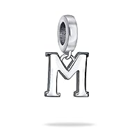 Personalized Gift Dangle Block Letter A-Z Alphabet Initial Charm Bead For Women For Teen Solid .925 Sterling Silver Fits European Bracelet