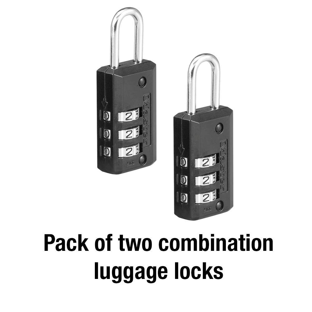Master Lock Set Your Own Combination Luggage Lock, 2 count (Pack of 1), Black