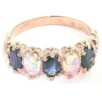 14K Rose Gold Ladies Blue Sapphire & Opal 5 Stone English Victorian Style Ring