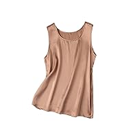 Women Solid Basic Silk T Shirt Summer Casual O Neck Sleeveless Chic Vests