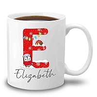 Personalized Monogram Initial Penguin Christmas White Coffee Mug Cup 11 15 oz Gift For Kids Friends, Customized Monogram Initial Christmas Name Coffee Cup For Penguin Lover, Monogram Initial Xmas Mug