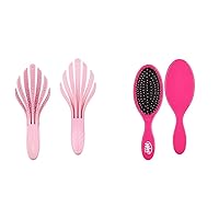Wet Brush Go Green Curl Detangler Hair Brush- Pale Pink & Detangling Brush, Original Detangler Brush (Pink) - Wet & Dry Tangle-Free Hair Brush