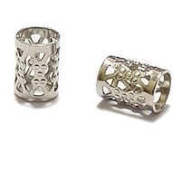 24pcs 8mm (0.31 Inch) 18k Platinum Plated Filigree Pattern Tubes Large Hole Spacer Beads (Hole-4.9mm) for Jewelry Making CF106-P