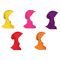 5 Pack Womens Muslim Mini Hijab Caps Solid Color Modal Islamic Neck Cover Under Scarf Head Wear Cap (5), Multicolor (HM)