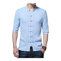 Tai Chi Tang Suit Style Tops Classic Half Sleeve Shirt for Men