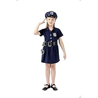 children's officer costume,European and American police cap military uniform,cosplay policewoman costume.