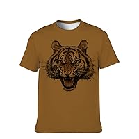 Mens Novelty-Graphic T-Shirt Cool-Tees Funny-Vintage Short-Sleeve Hip Hop: 3D Lion Print Crewneck Casual Holiday Father Gift