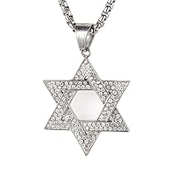 Stainless Steel Jewelry Men's Necklace Gold and Diamond Six-pointed Star Pendant
