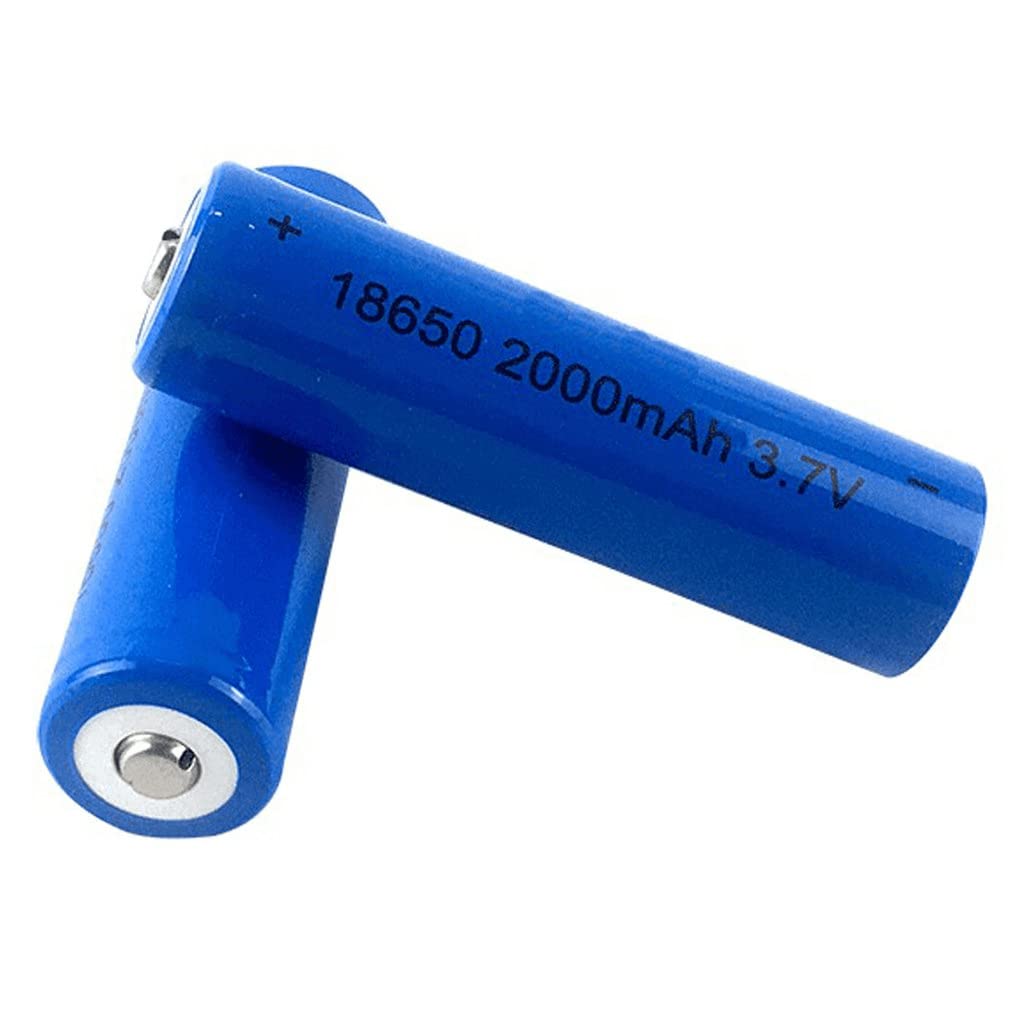 3.7V 2000mAh Rechargeable Batteries for Flashlights, and Solar Light (2 Pack, Button Top)