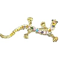 Gold Plated Crystal Studded Lizard Brooch for Women and Teens
