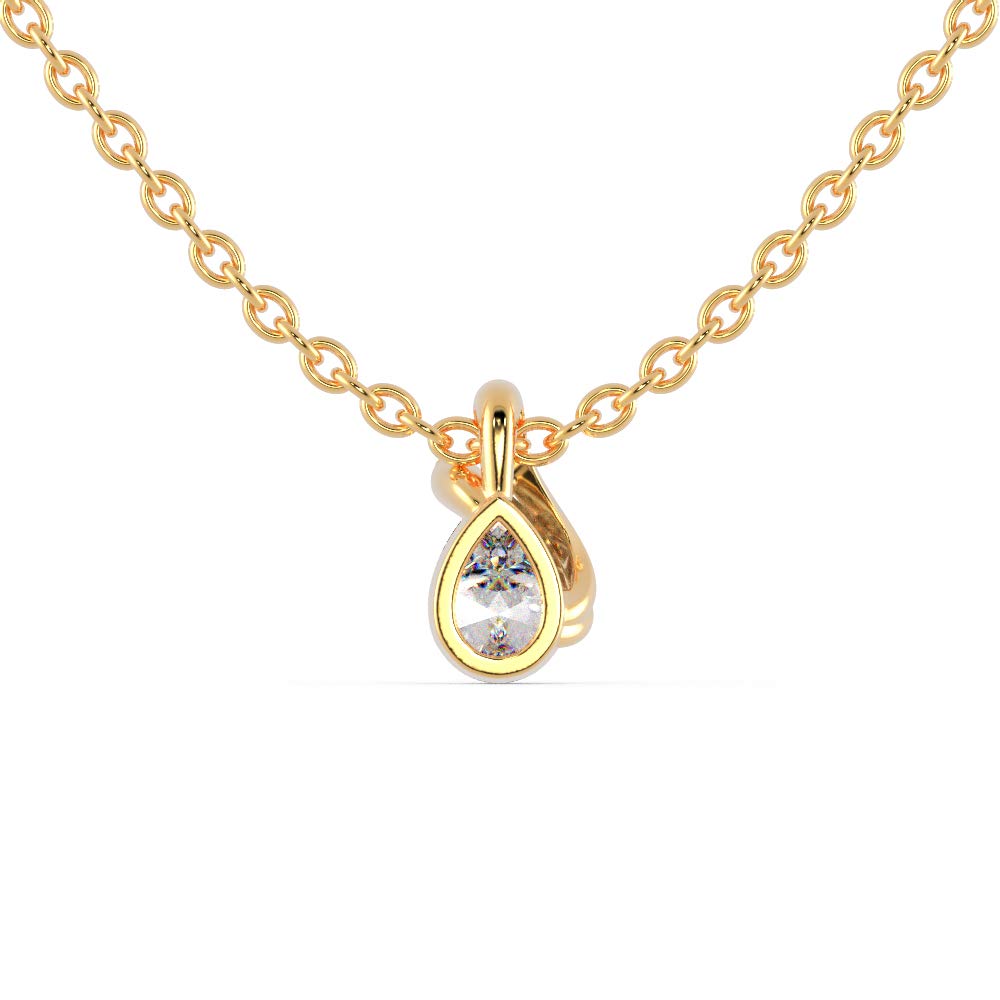 Certified Luxury Pendant in 14K White/Yellow/Rose Gold with 0.02 Ct Round Natural Diamond & 0.65 Ct Pear Moissanite Solitaire Diamond & 18k Gold Chain Necklace for Wife, Mother, Girlfriend, Sister