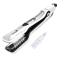 Professional Steam Straightener for Hair Ceramic Tourmaline Steam Flat Iron, Steam Hair Straightener Straightening Flat Iron, LED Display with Adjustable Temp, Dual Voltage