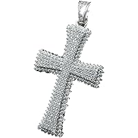DTJEWELS 1.50 Ct Round Cut VVS1 Diamond Christmas Religious Cross Charm Pendant 14K White Gold Over Sterling Silver