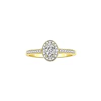 Rylos Halo Ring with Diamond & Birthstone - 6X4MM Oval Gemstone Yellow Gold Plated Silver - Elegant Jewelry for Women - Available in Sizes 5-10