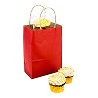 Restaurantware Saving Nature 10 x 6.8 x 12 Inch Paper Shopping Bags 100 Medium Kraft Bags - Recyclable For Groceries Party Favors Or Merchandise Red Paper Gift Bags With Handles