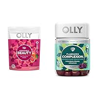 OLLY Undeniable Beauty Hair Skin Nails Grapefruit Gummy Vitamin C Keratin 60 Count Flawless Complexion Clear Skin Support Berry Gummy Vitamin E Zinc 50 Count