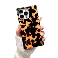 Omorro Compatible with Square iPhone 14 Pro Case for Women Girls Bling Glossy Leopard Case Tortoise Shell Pattern Luxury Square Edge Case Flexible Soft TPU Protective Cover Girly Case