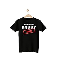 Baby Number 2 Pregnancy Announcement Funny Announcements For Husband Sweatshirt Shirt Tees Promoted to Daddy Again Family Babys Dad (L, Black)