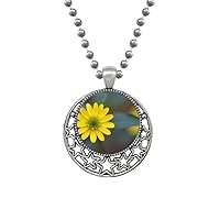 Yellow Flowers Green Chrysanthemum Necklaces Pendant Retro Moon Stars Jewelry