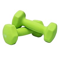 Set of 2 each 5 lb Green Neoprene Coated Dumbbells Pair Hand Weights All-Purpose, Home Gym, Exercise 10 LB total neoprene set