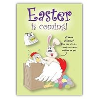 Uncle Pokey Easter Card - Easter Egg Hunt - Humorous Full Color Art on 100 pound paper with envelope folding to 5