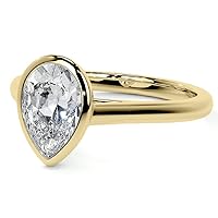 Engagement Ring 3 CT Moissanite Pear Cut Pave Engagement Rings for Women 10k 14k 18k Yellow Gold Free Engraving
