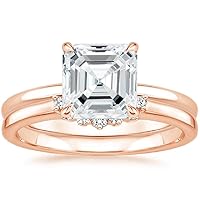 Asscher Cut Moissanite Solitaire Ring, 5 CT, 10K Rose Gold, Wedding/Engagement Ring Gift