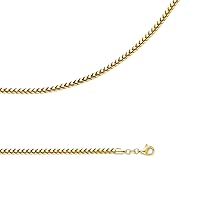 Wheat Necklace Solid 14k Yellow Gold Chain Round Franco Diamond Cut Links Heavy Fancy 3.3 mm 26 inch