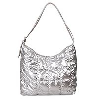 Aktudy Women Quilted Shoulder Bag Large Capacity Cotton Padded Crossbody Handbags Tote Hobo Handbag