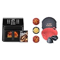 COSORI 6.5 Quart Air Fryer Bundle with 2 Silicone Liners and Gloves, 12 Functions, Visual Window, Accessories