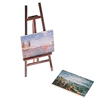 1 Set Artist Easel Stand & 2 Wood Paintings Pictures Mini Artist Easel Wood Wedding Table Card Stand Display Holder Decoration
