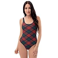 Women's One Piece Swimsuits Swimwear Sexy Bathing Suits Plaid Style Red