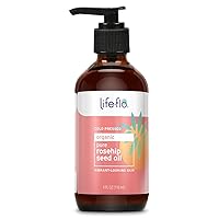 LIFE-FLO Pure Organic Rosehip Seed Oil, Hydrating Face Oil, Dry Skin Care, Cold Pressed from Organic Rose Hips, Rich in Fatty Acids and Vitamin A (Retinol), Hypoallergenic, 60-Day Guarantee, 4oz