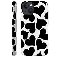 Case Compatible with for iPhone 15,Black White Heart Love Pattern Phone Case for Girl Women Boy Men,Soft Silicone Protection Case for iPhone 15