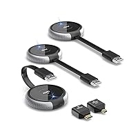 AIMIBO Wireless HDMI Transmitter and Receiver 4K Kit - 1 Receiver & 2 Transmitters, Streaming 2.4/5GHz Smooth Video/Audio to Monitor, Projector, HDTV, 165FT/50M for Laptop, PC, Camera, Blu-ray, PS5